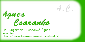 agnes csaranko business card