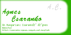 agnes csaranko business card